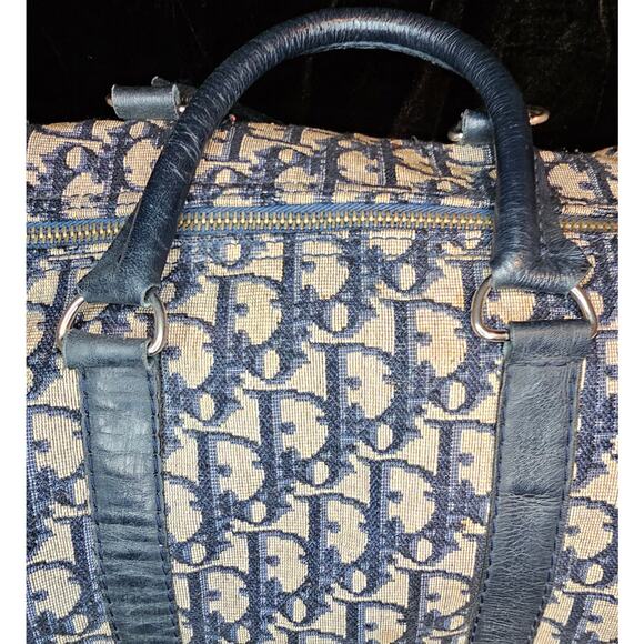 Christian Dior Vintage  Trotter Boston bag in navy blue canvas with leather trim - Picture 13 of 16